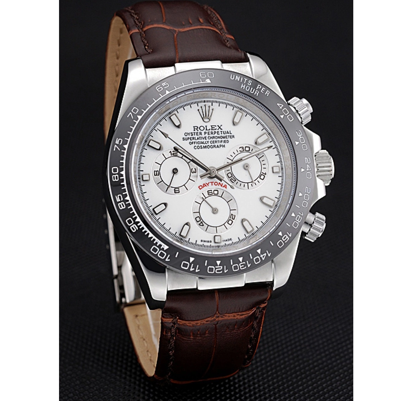 Rolex copies cheap Case Daytona Leather Stainless Steel Bracelet Brown 622631 White Dial Rolex Cosmograph 0816